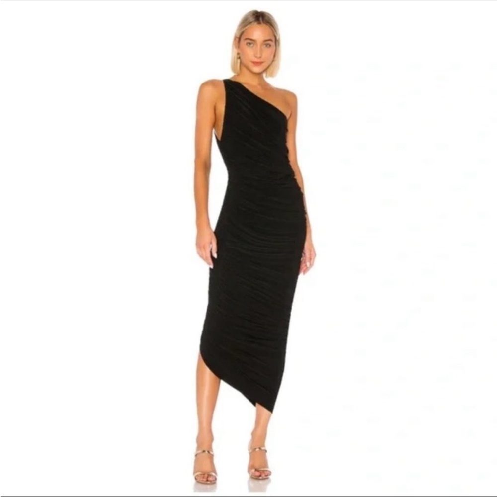Norma Kamali Black One-Shoulder Midi Dress